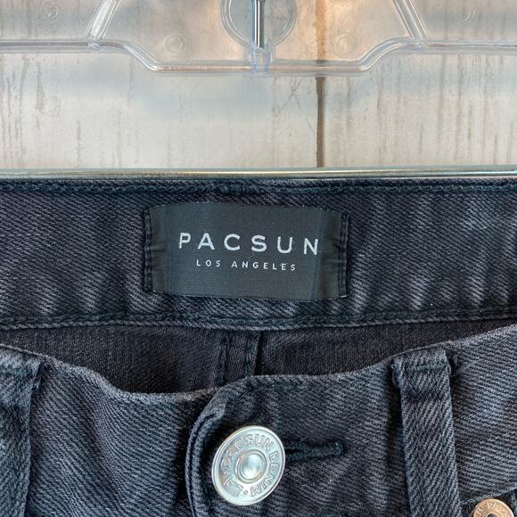 Pacsun Black High Waisted Distressed Stacked Skinny Denim Jeans Size 30 x 30 - Picture 4 of 12
